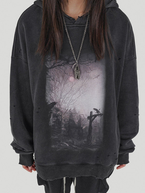 Raven Ripped Hoodie