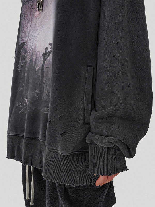 Raven Ripped Hoodie