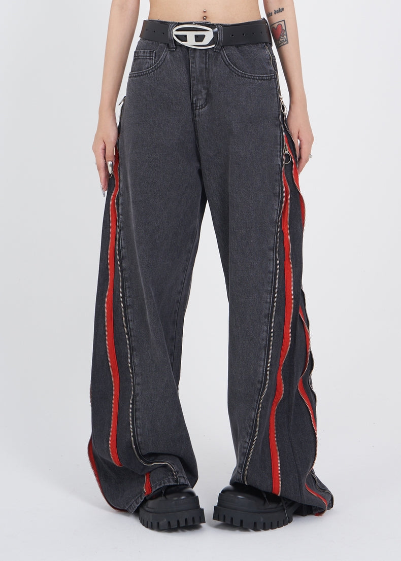 Red Line Zip Jeans