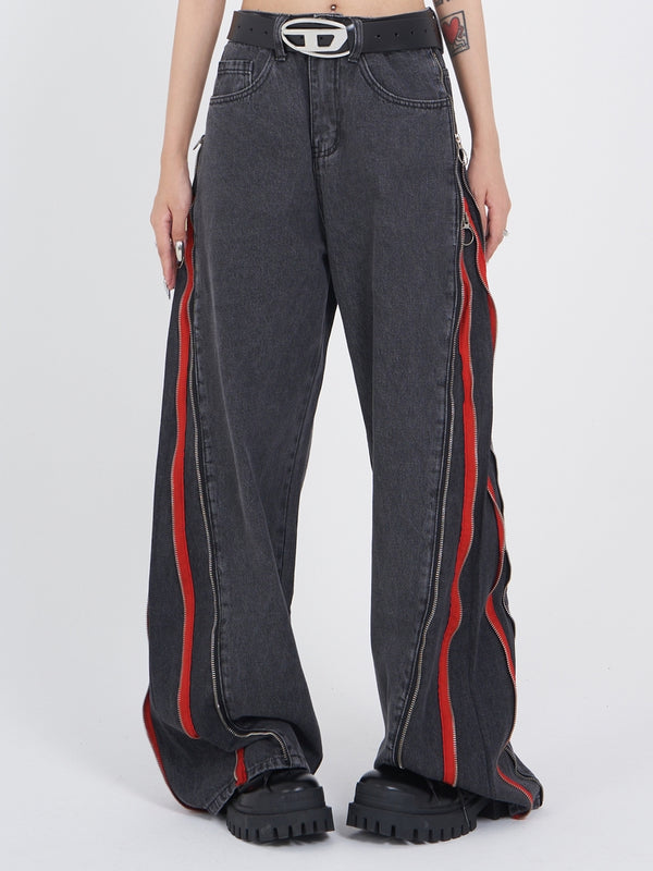 Red Line Zip Jeans