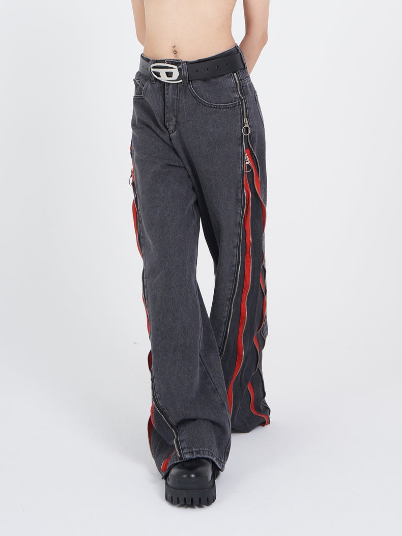 Red Line Zip Jeans