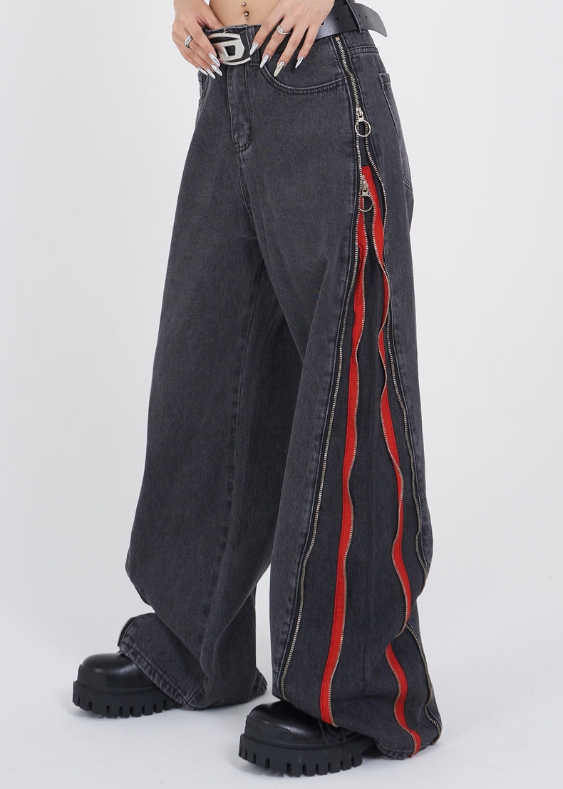 Red Line Zip Jeans