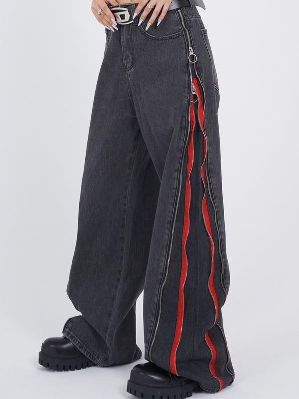 Red Line Zip Jeans