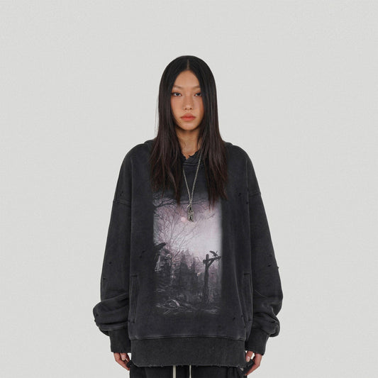 Raven Ripped Hoodie