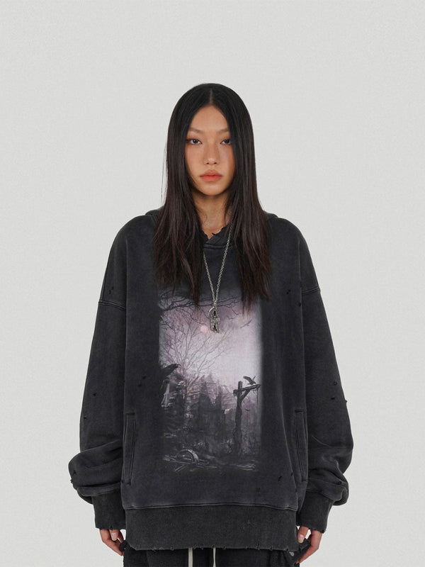 Raven Ripped Hoodie