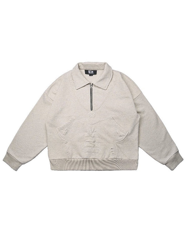 Zip Distressed Sweater
