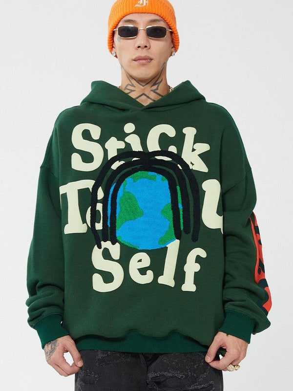 Foam Print Loose Hoodie