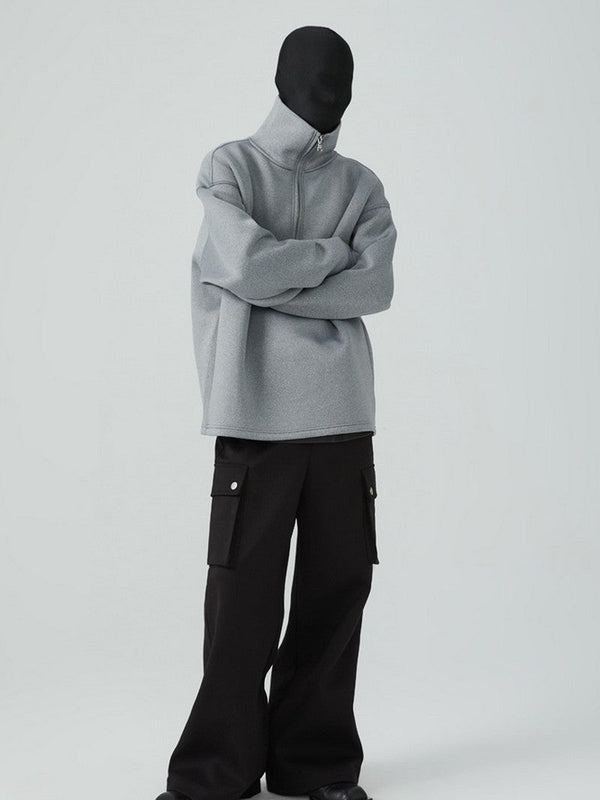 High-Neck Zip Sweater