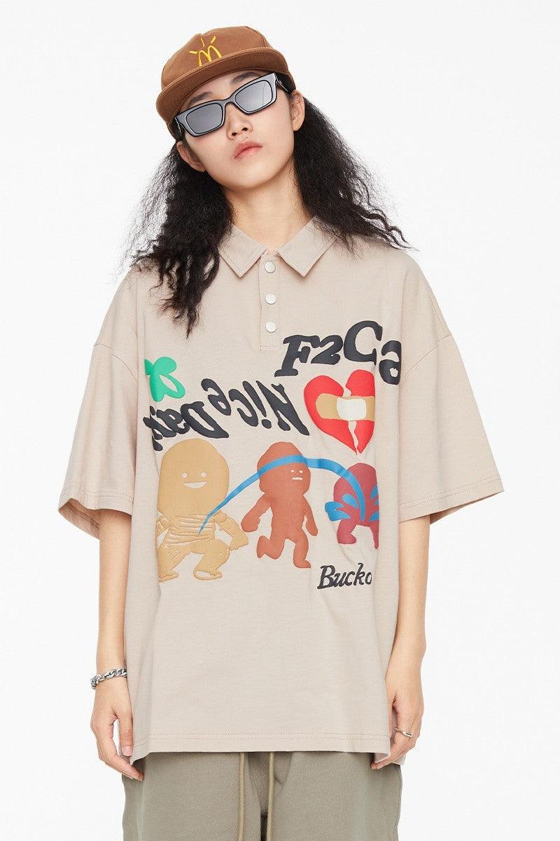 Foam Print Graffiti Polo Shirt - EU Only