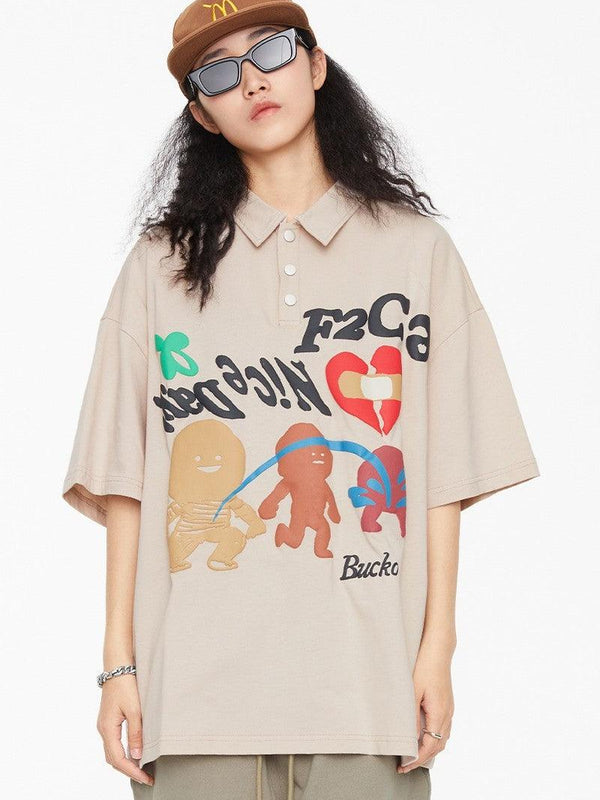 Foam Print Graffiti Polo Shirt - EU Only