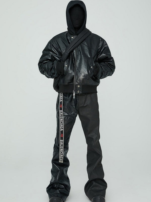 Cracked PU Leather Jacket