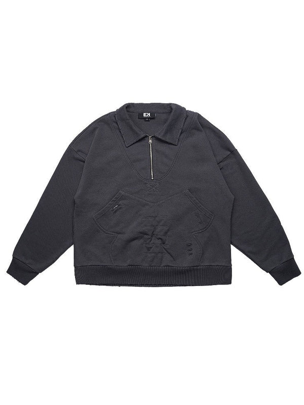 Zip Distressed Sweater