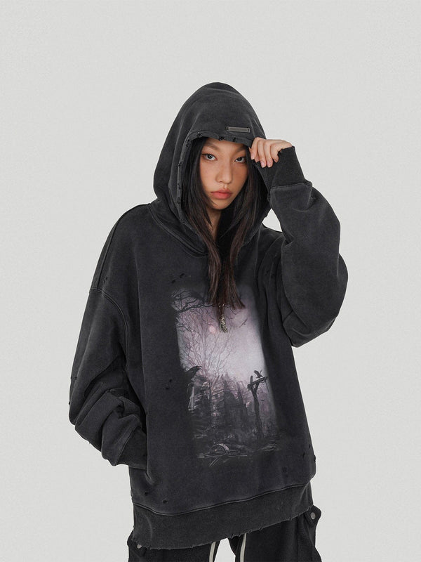 Raven Ripped Hoodie