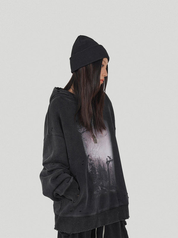 Raven Ripped Hoodie