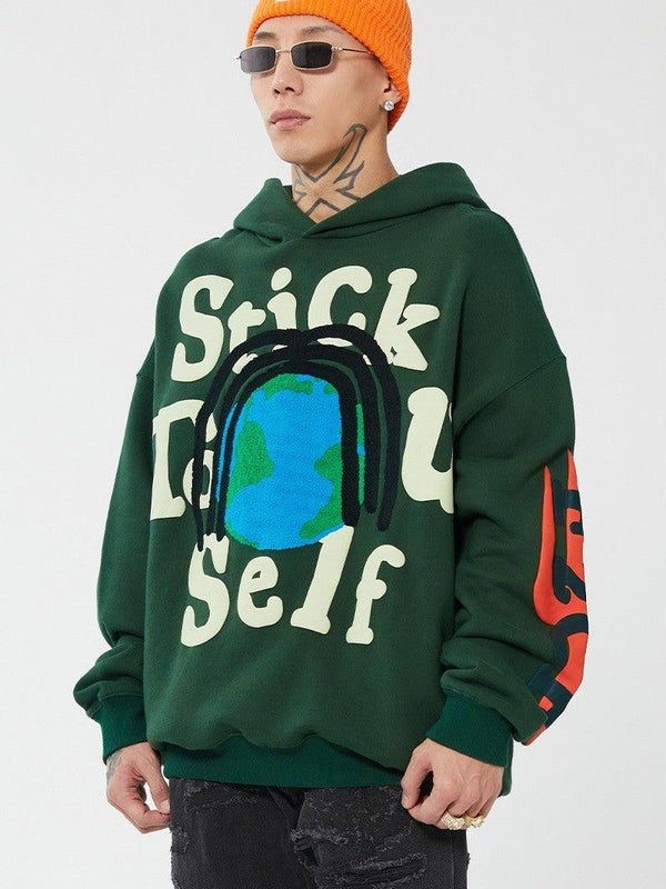 Foam Print Loose Hoodie
