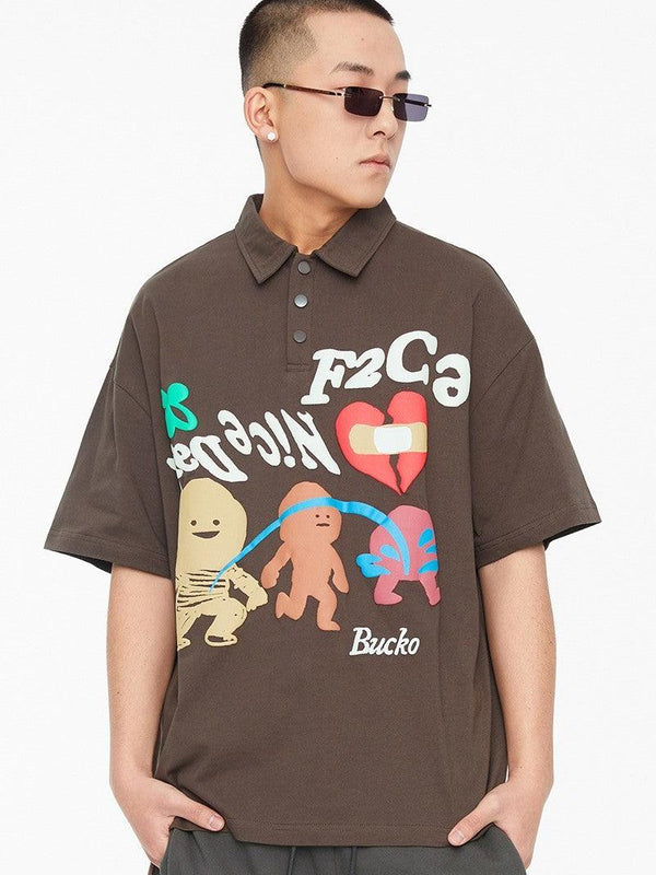 Foam Print Graffiti Polo Shirt - EU Only