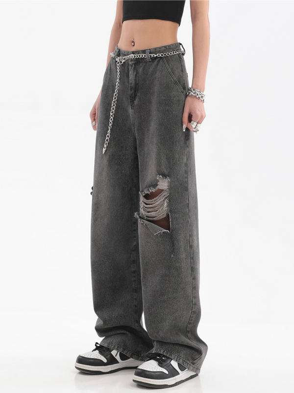 Oversized Ripped Jeans - ASRO
