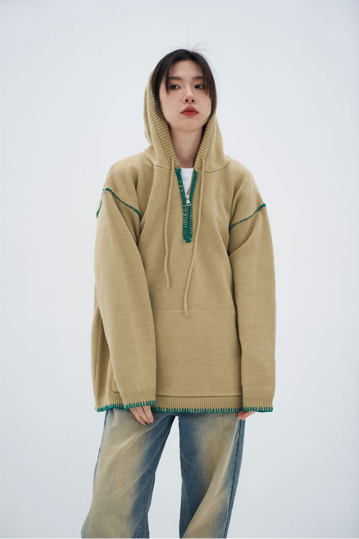 Half Zip Stitch Hoodie