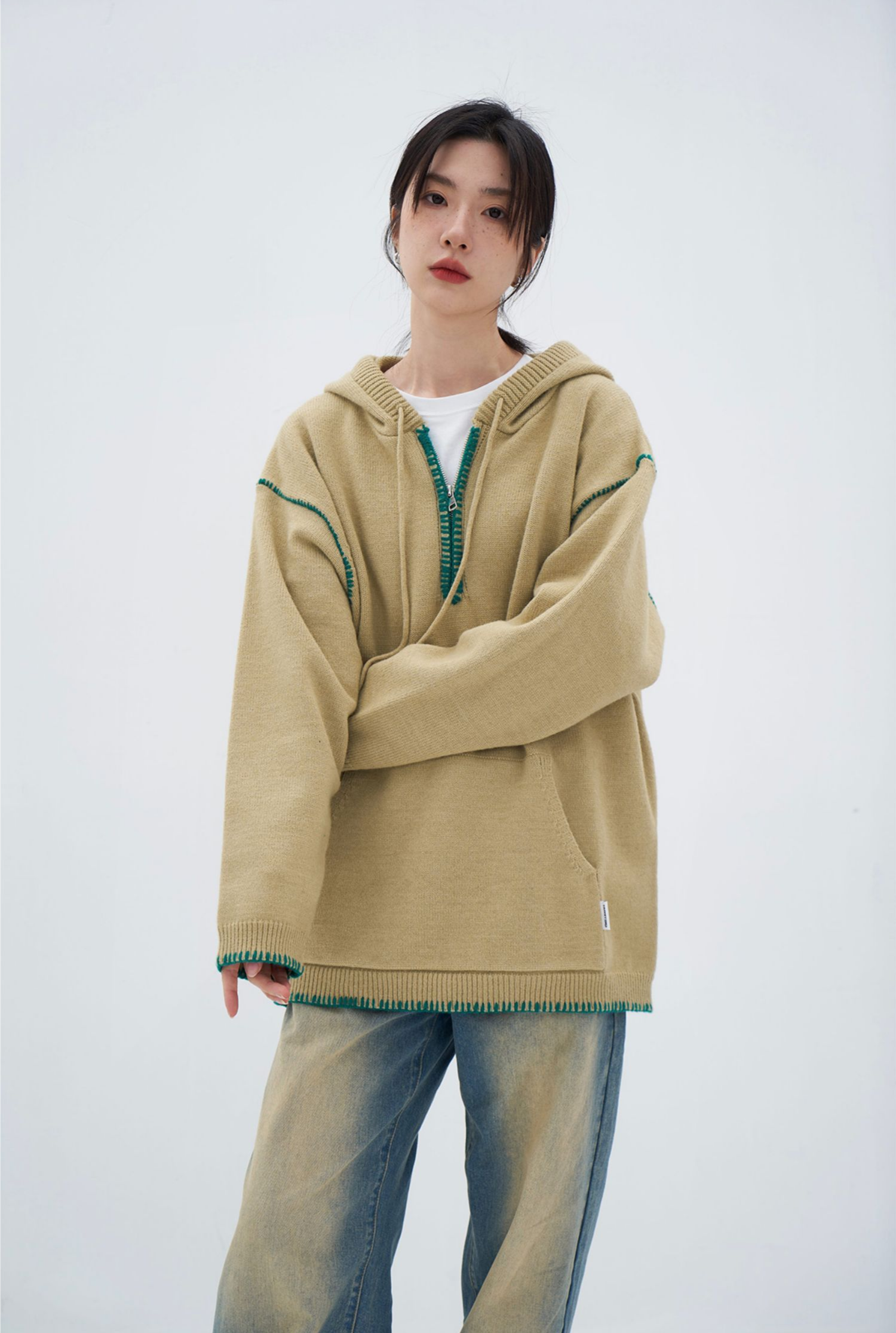 Half Zip Stitch Hoodie