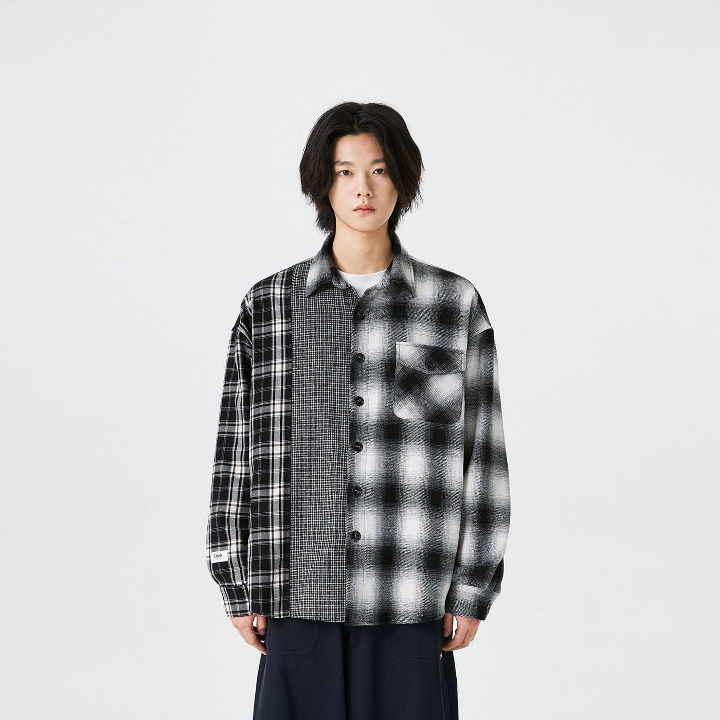 Spliced Plaid Shirt