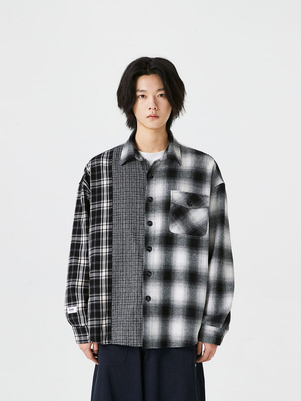 Spliced Plaid Shirt