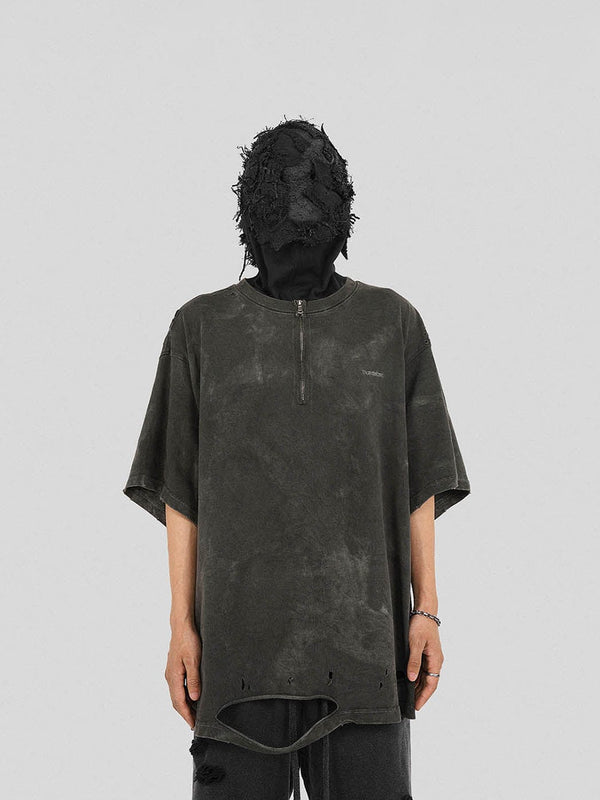 Ripped Zip-Up Tee