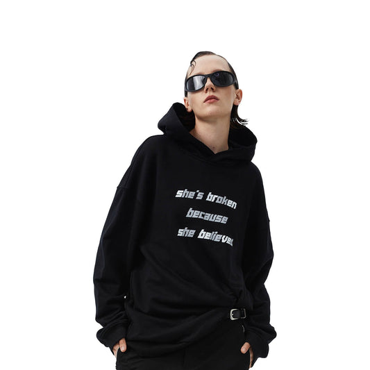 Reflective Slogan Hoodie