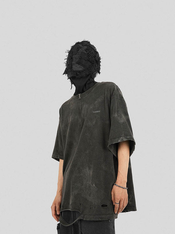 Ripped Zip-Up Tee