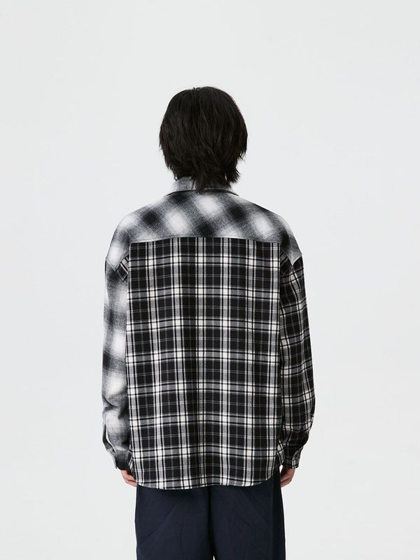 Spliced Plaid Shirt