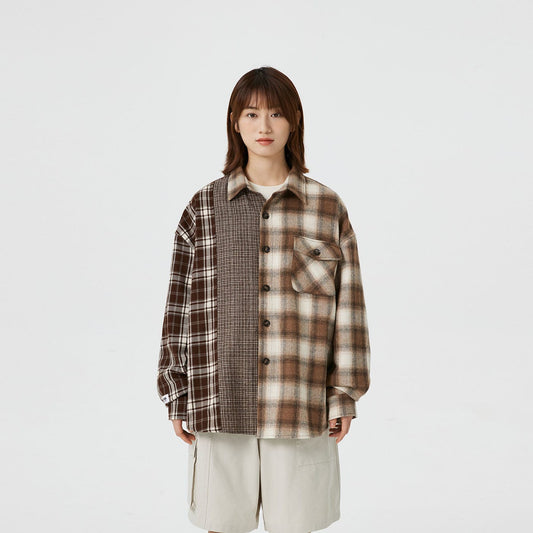 Spliced Plaid Shirt