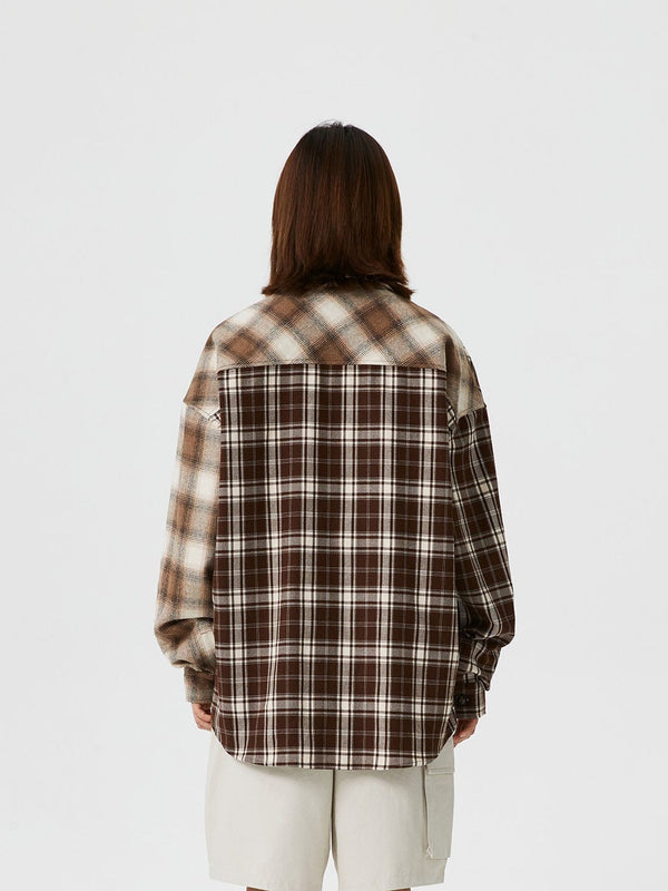 Spliced Plaid Shirt