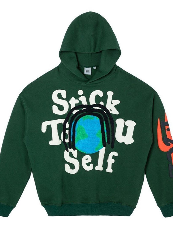 Foam Print Loose Hoodie