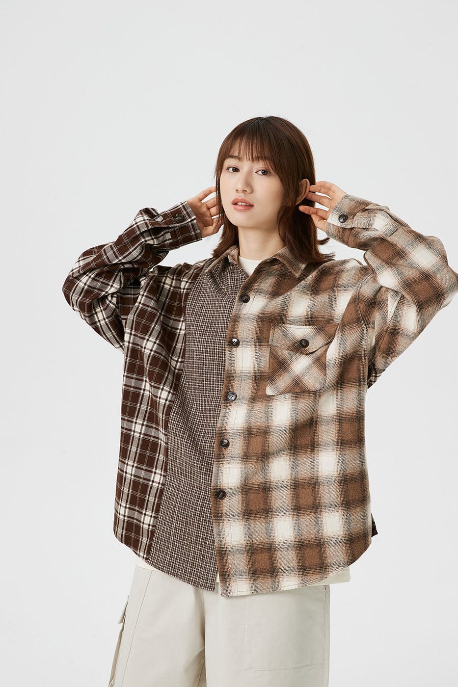 Spliced Plaid Shirt