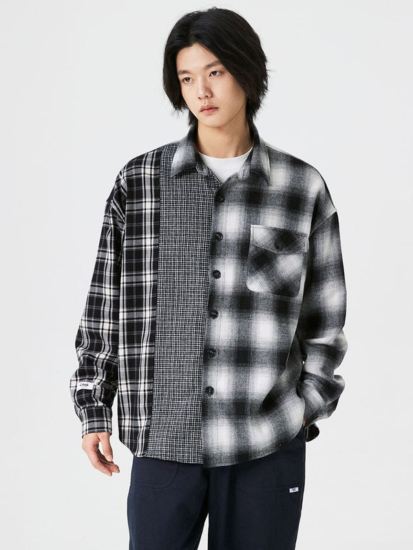 Spliced Plaid Shirt