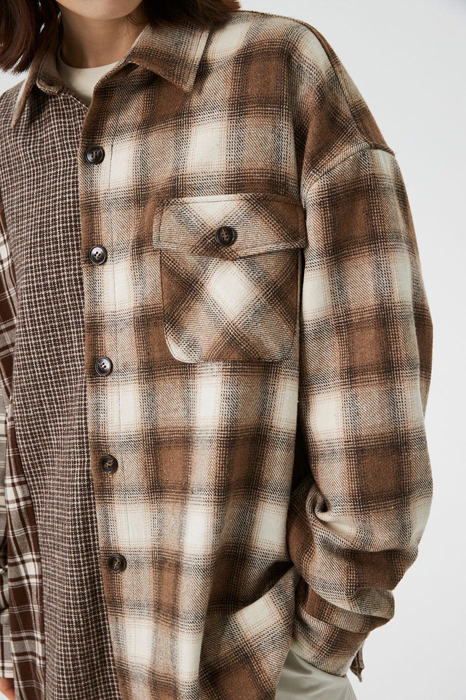 Spliced Plaid Shirt