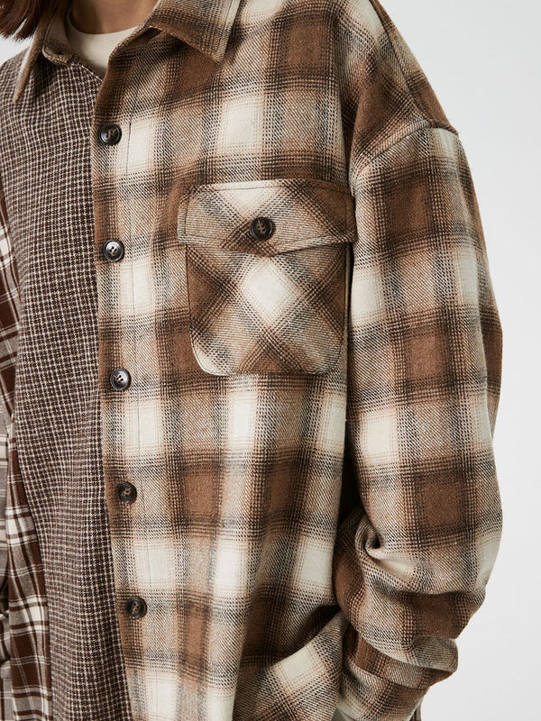 Spliced Plaid Shirt