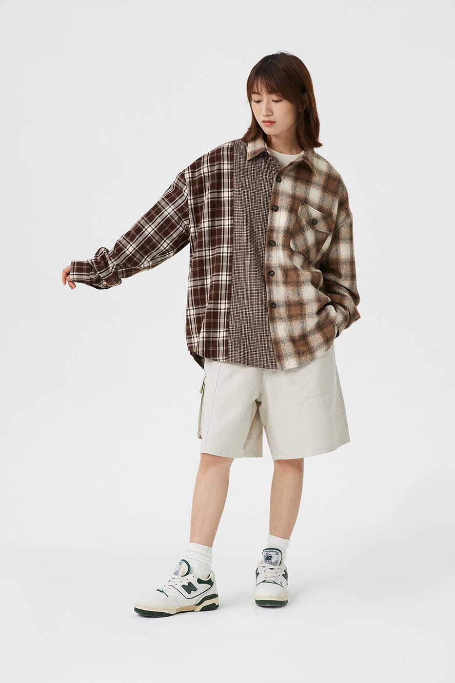 Spliced Plaid Shirt