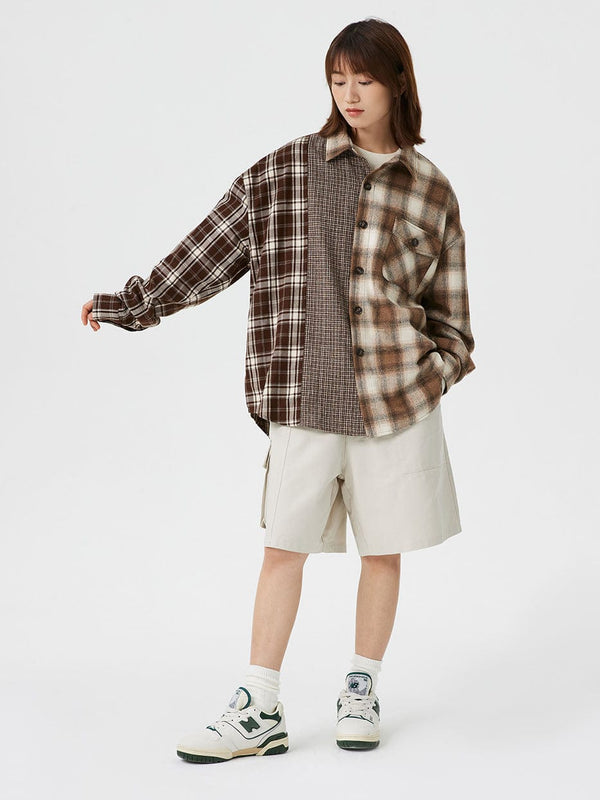 Spliced Plaid Shirt