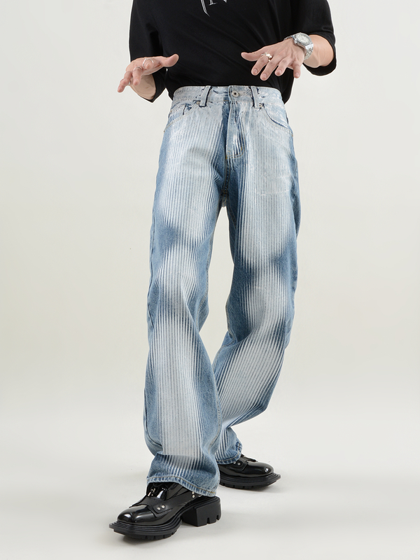 Stripe Print Jeans - ASRO