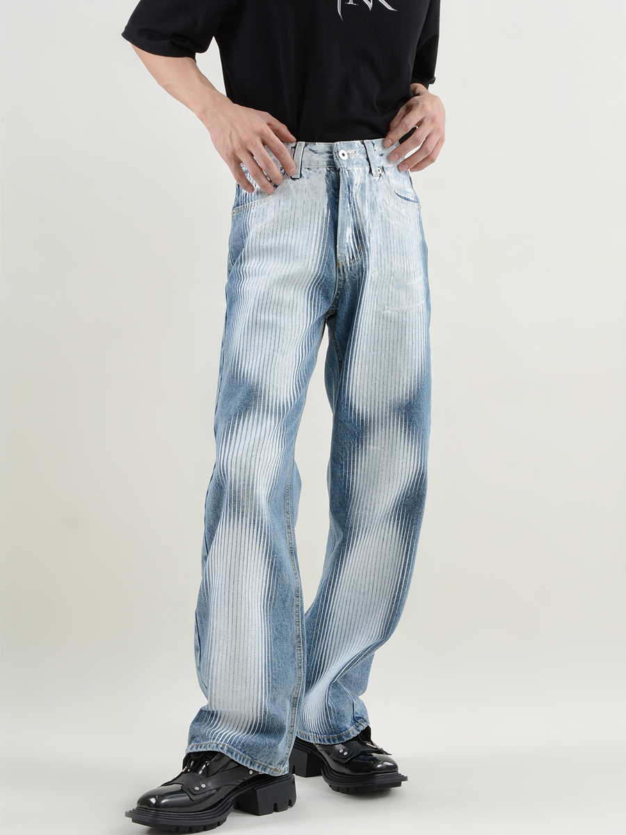 Stripe Print Jeans - ASRO