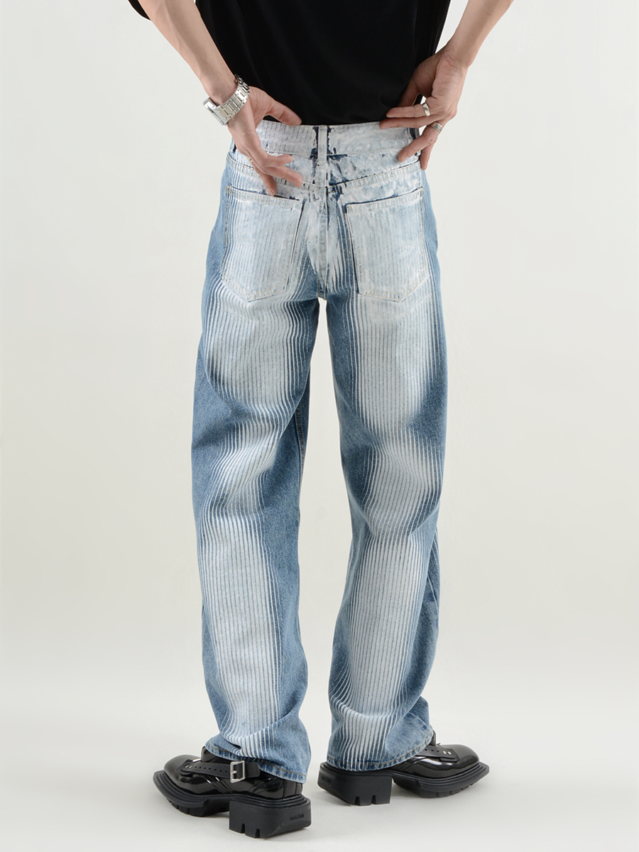 Stripe Print Jeans - ASRO