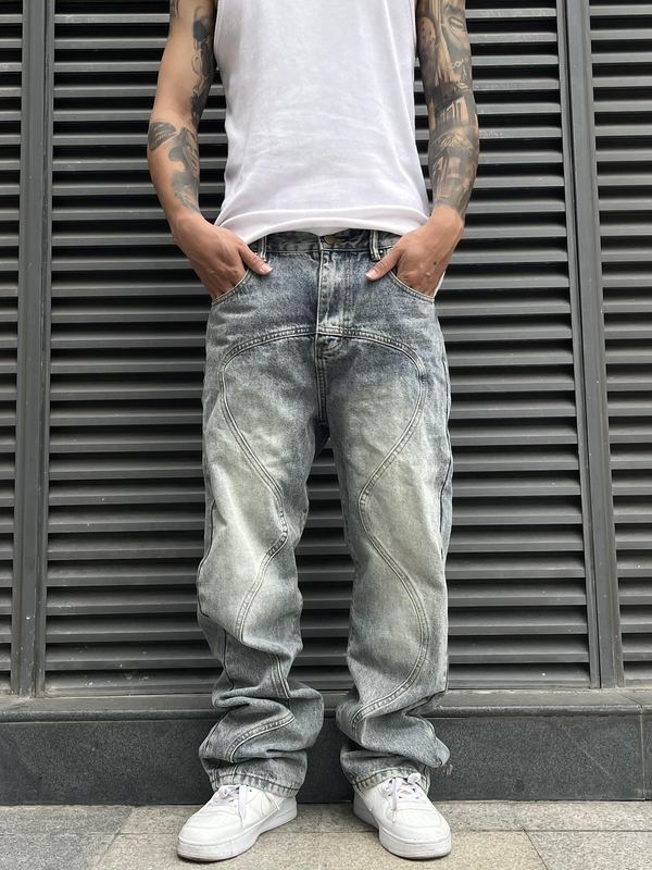 Y2K Wave Cut Jeans - ASRO