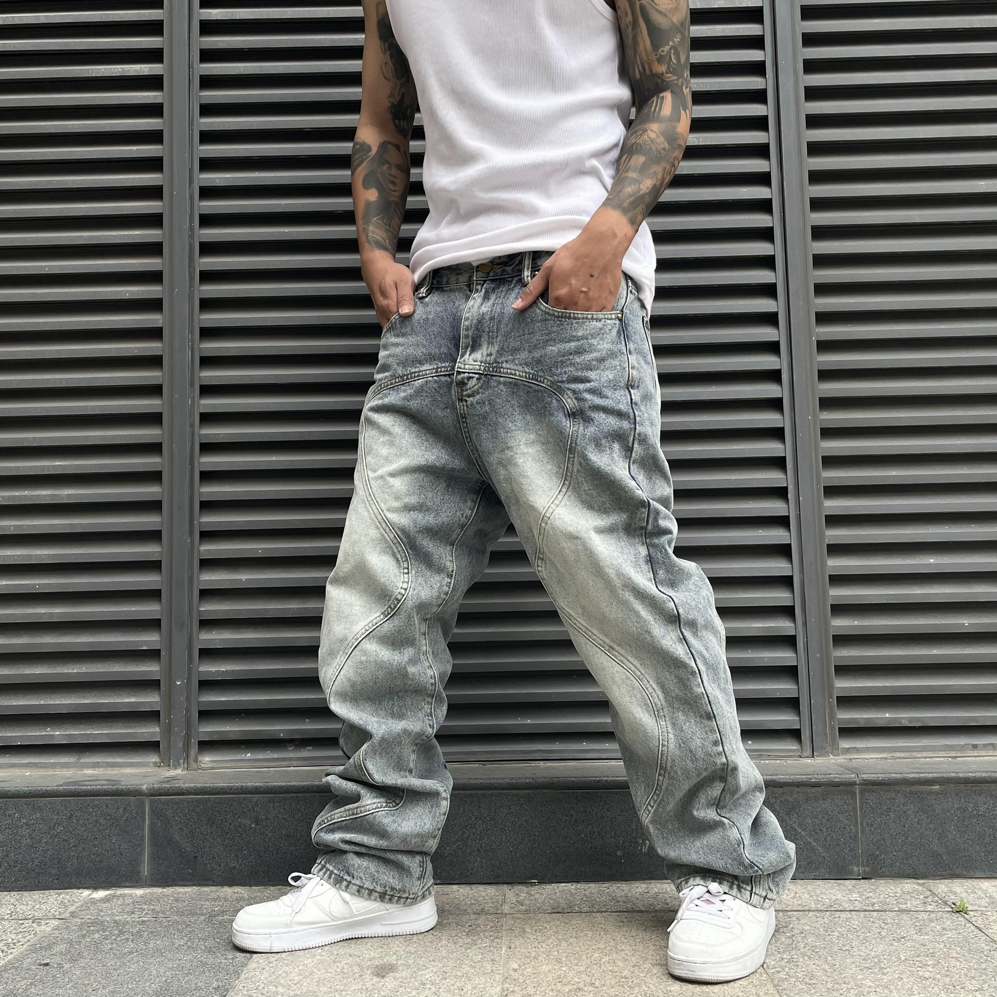 Y2K Wave Cut Jeans - ASRO