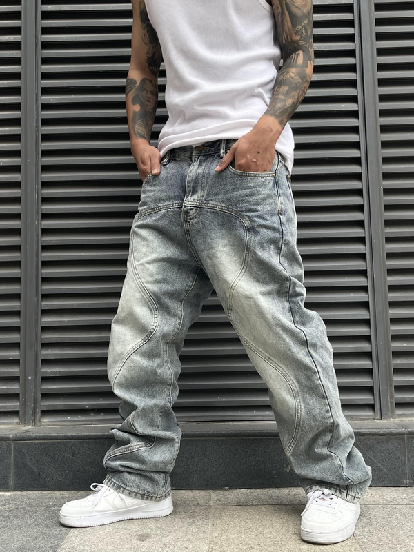 Y2K Wave Cut Jeans - ASRO