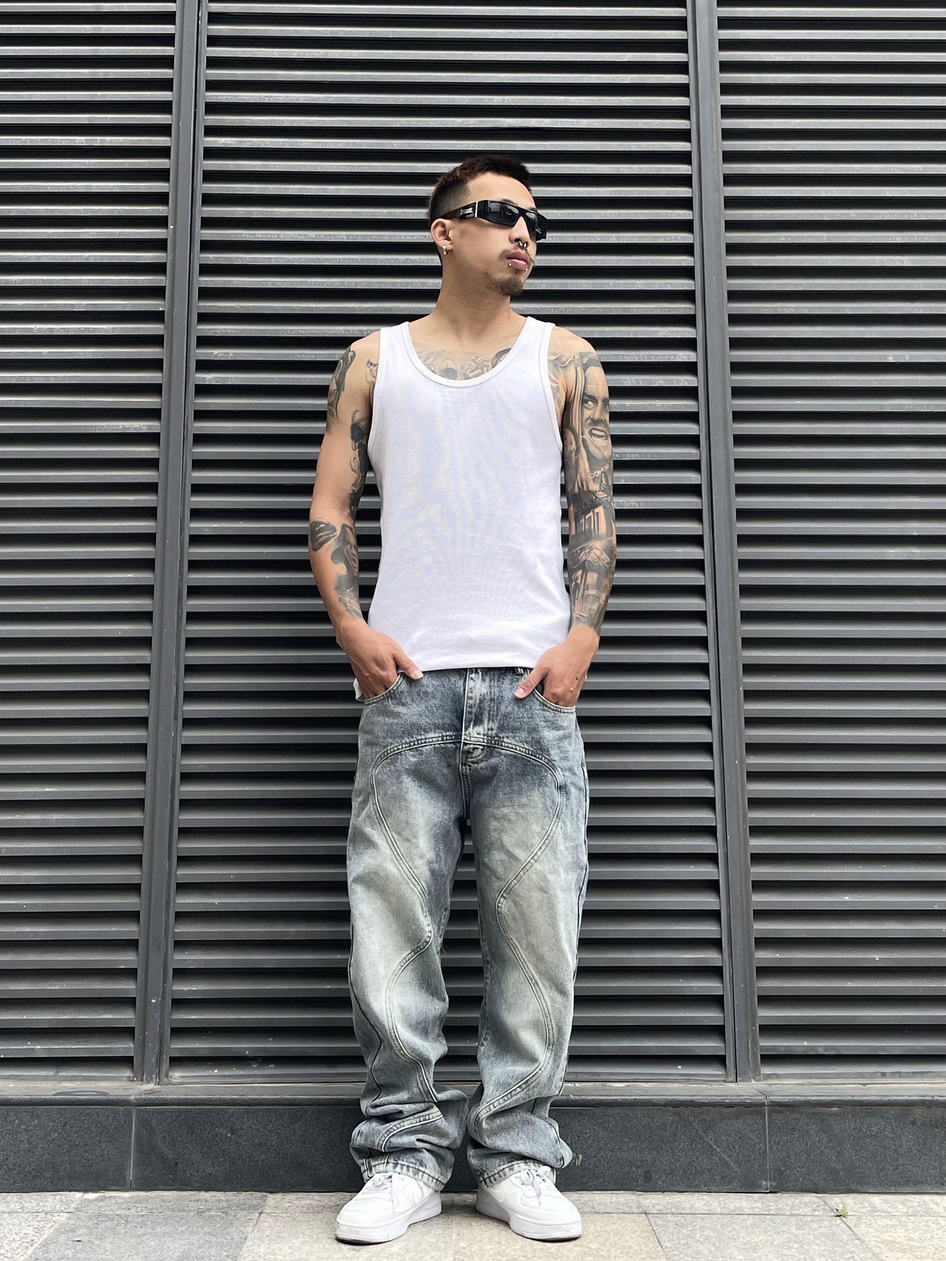Y2K Wave Cut Jeans - ASRO
