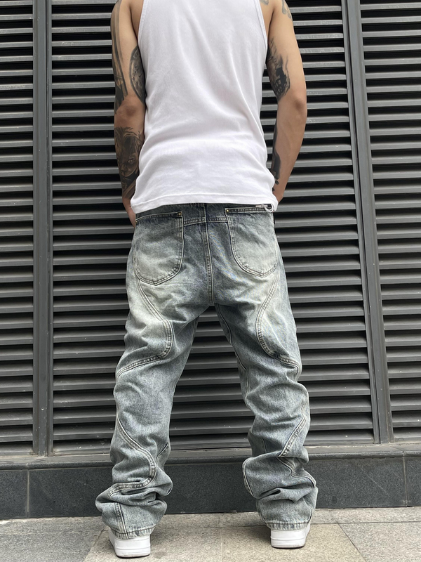 Y2K Wave Cut Jeans - ASRO