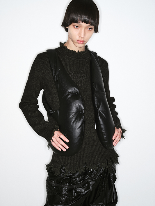Skeleton Leather Puff Vest - ASRO