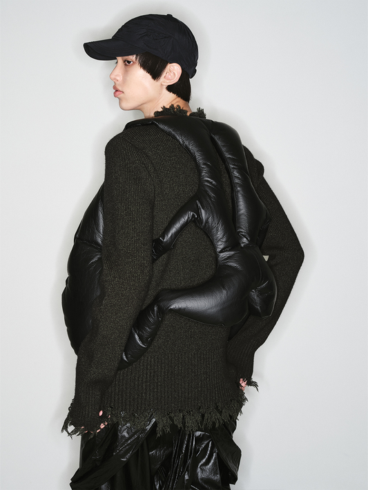 Skeleton Leather Puff Vest - ASRO
