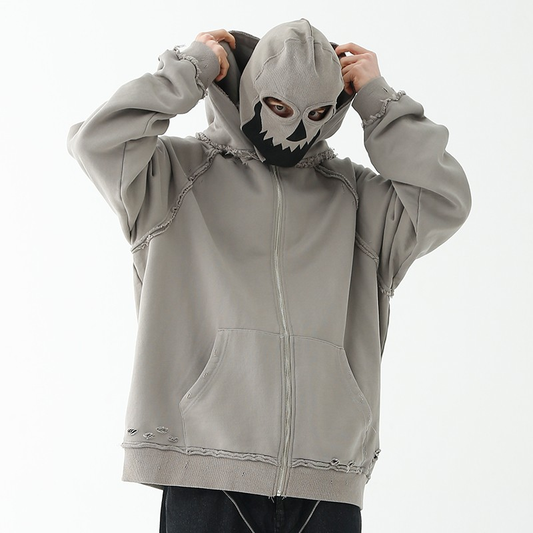 Distressed Zip Hoodie
